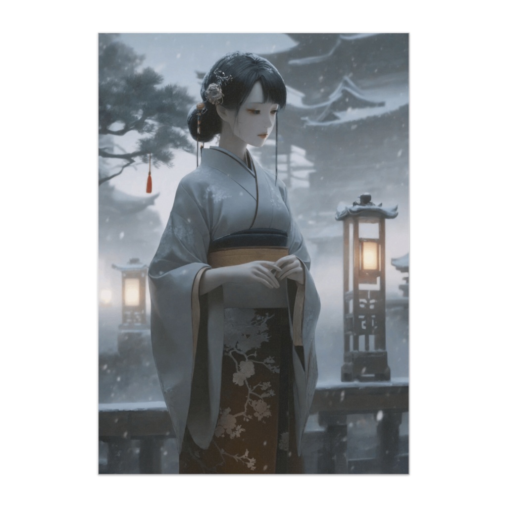 雪霞に包まれる静寂の横顔