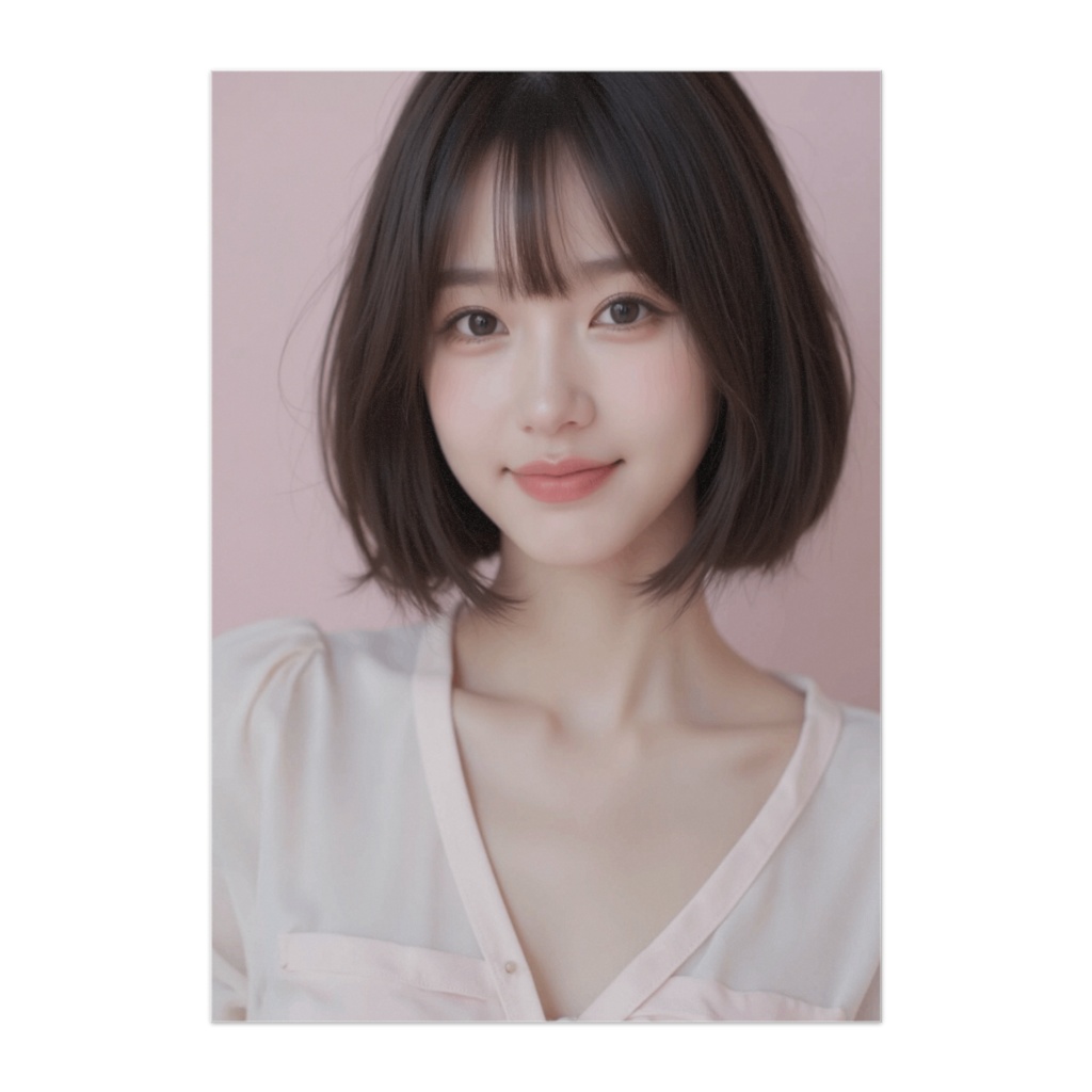 やさしい微笑み ― パステルピンクの透明感イラスト