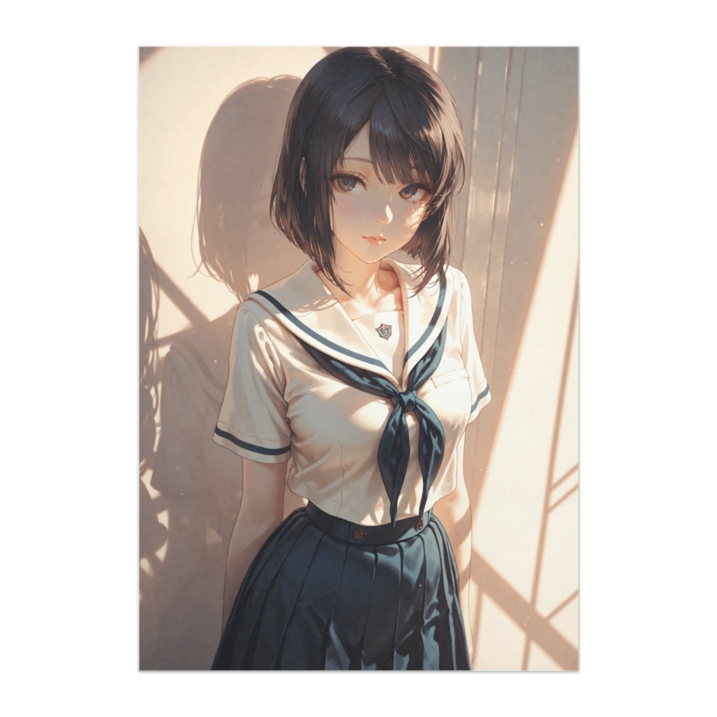 午後の光に佇む少女 ― セーラー服ポスター