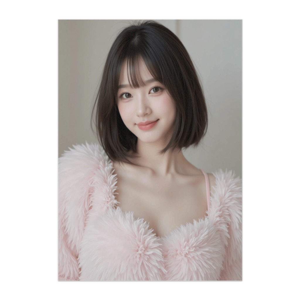 ふわふわパステルに包まれて ― 癒しのアイドル風ポートレート（ピンク）