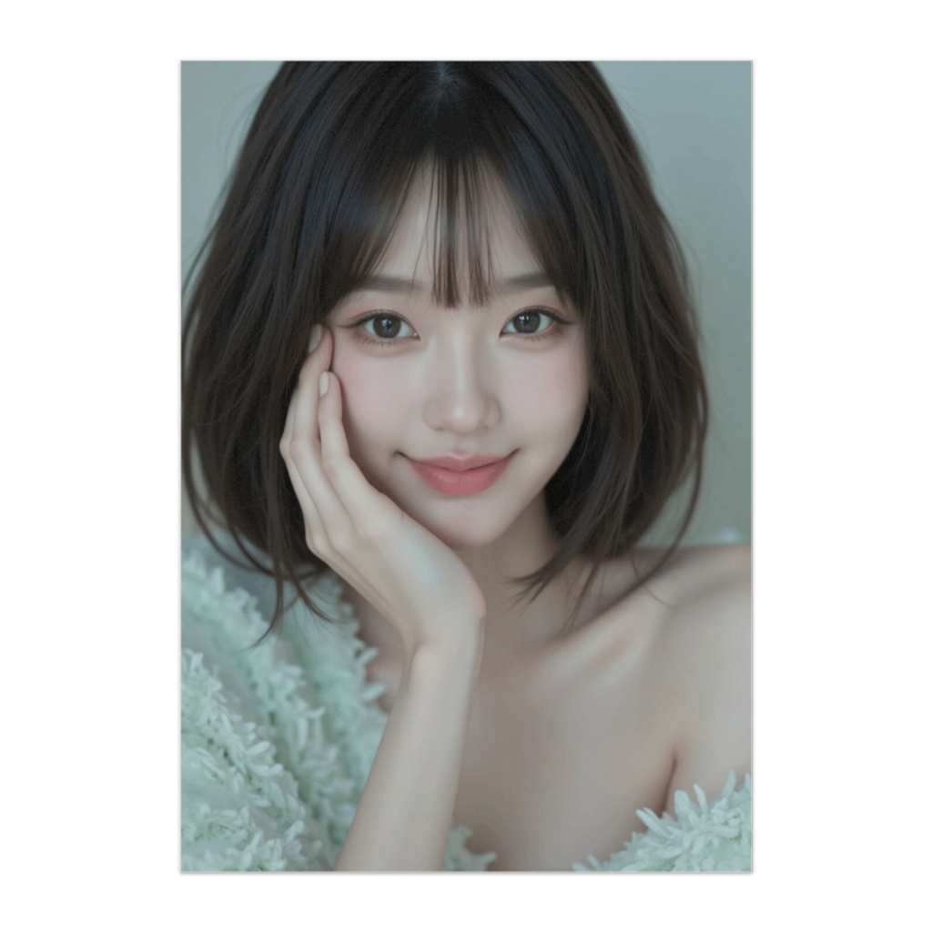 やさしいまなざしの余韻 ― ふわふわアイドル風アップポートレート（グリーン）