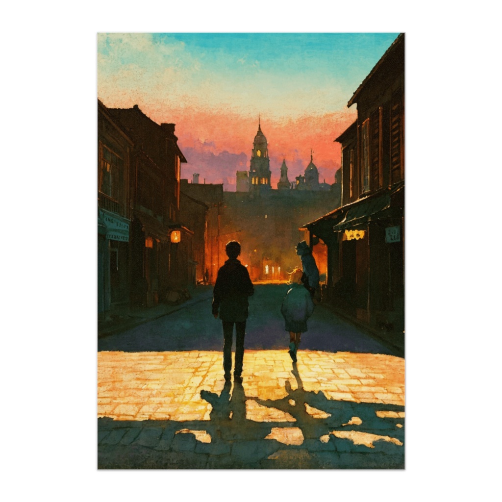 黄昏の街を並んで歩く ― 交わらない影