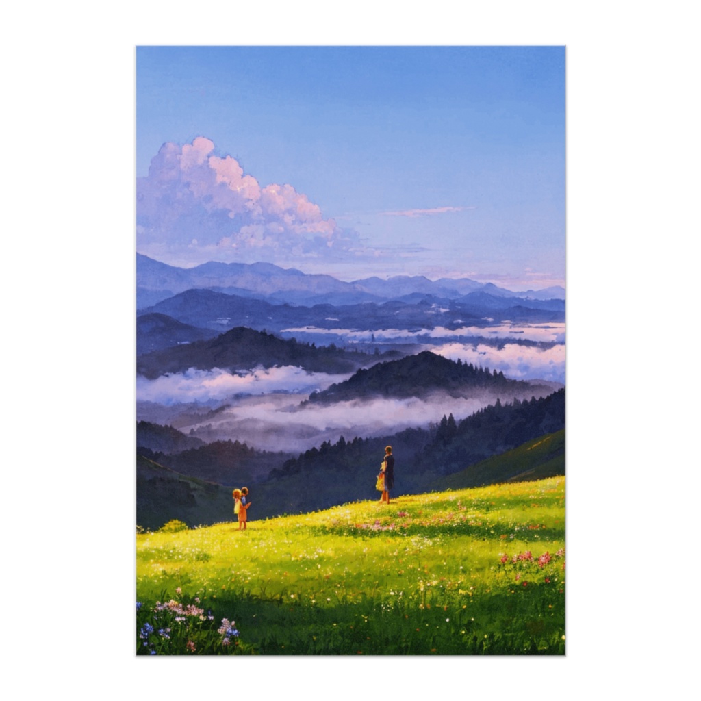 雲海の向こうへ ― 家族で見つめる朝の丘