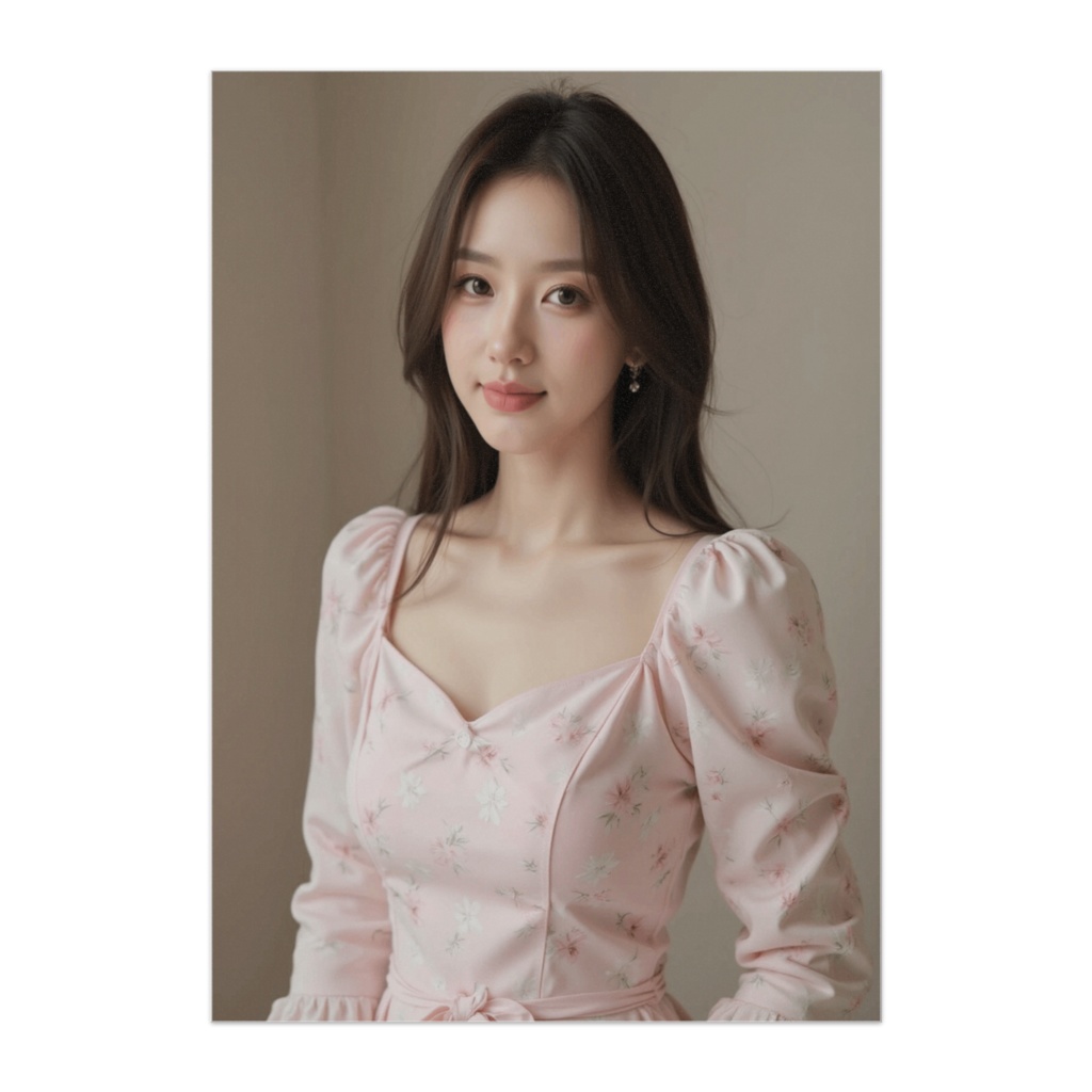 やさしい午後のまなざし ― 春色ワンピースの女性ポートレート