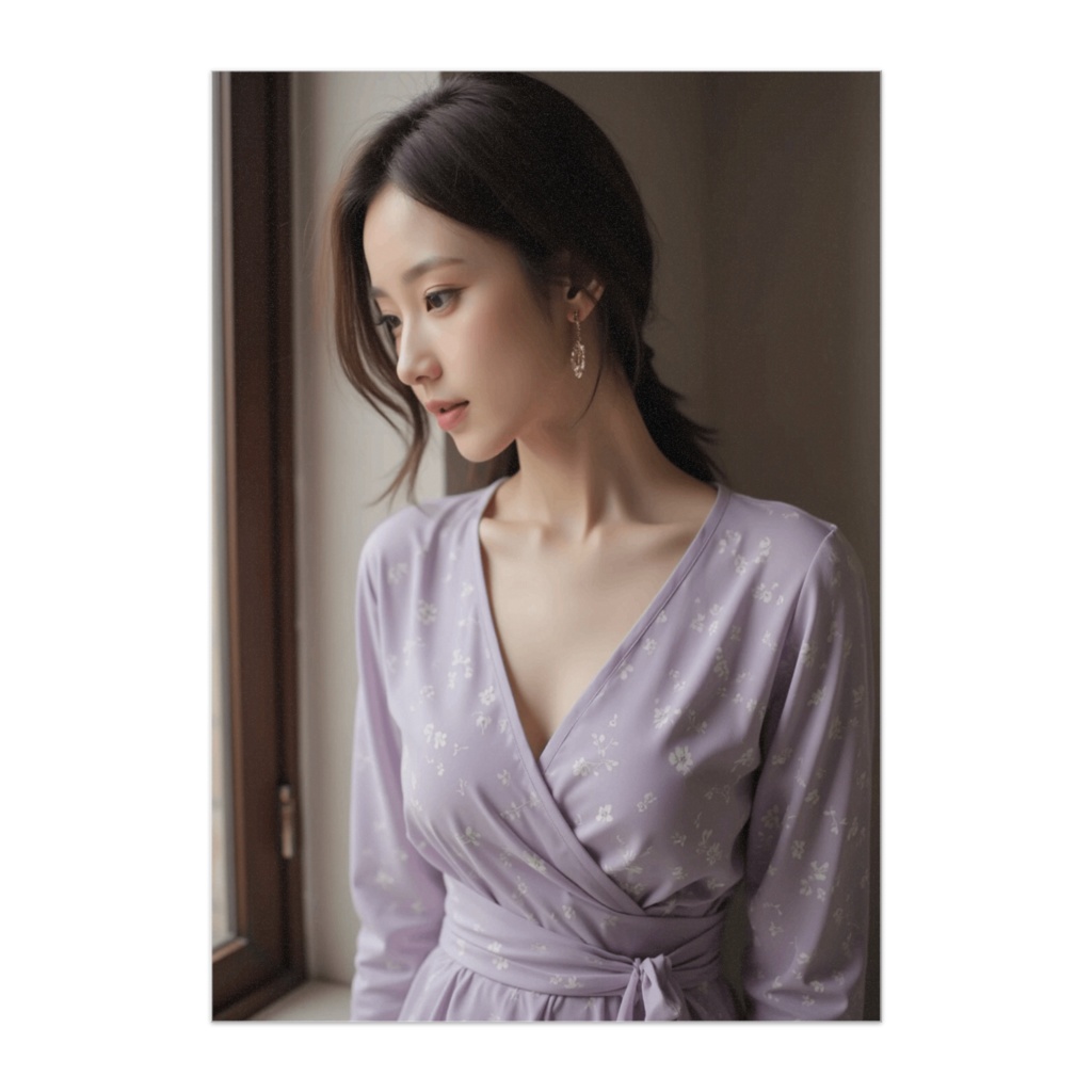 窓辺のラベンダー ― 静かな横顔のポートレート