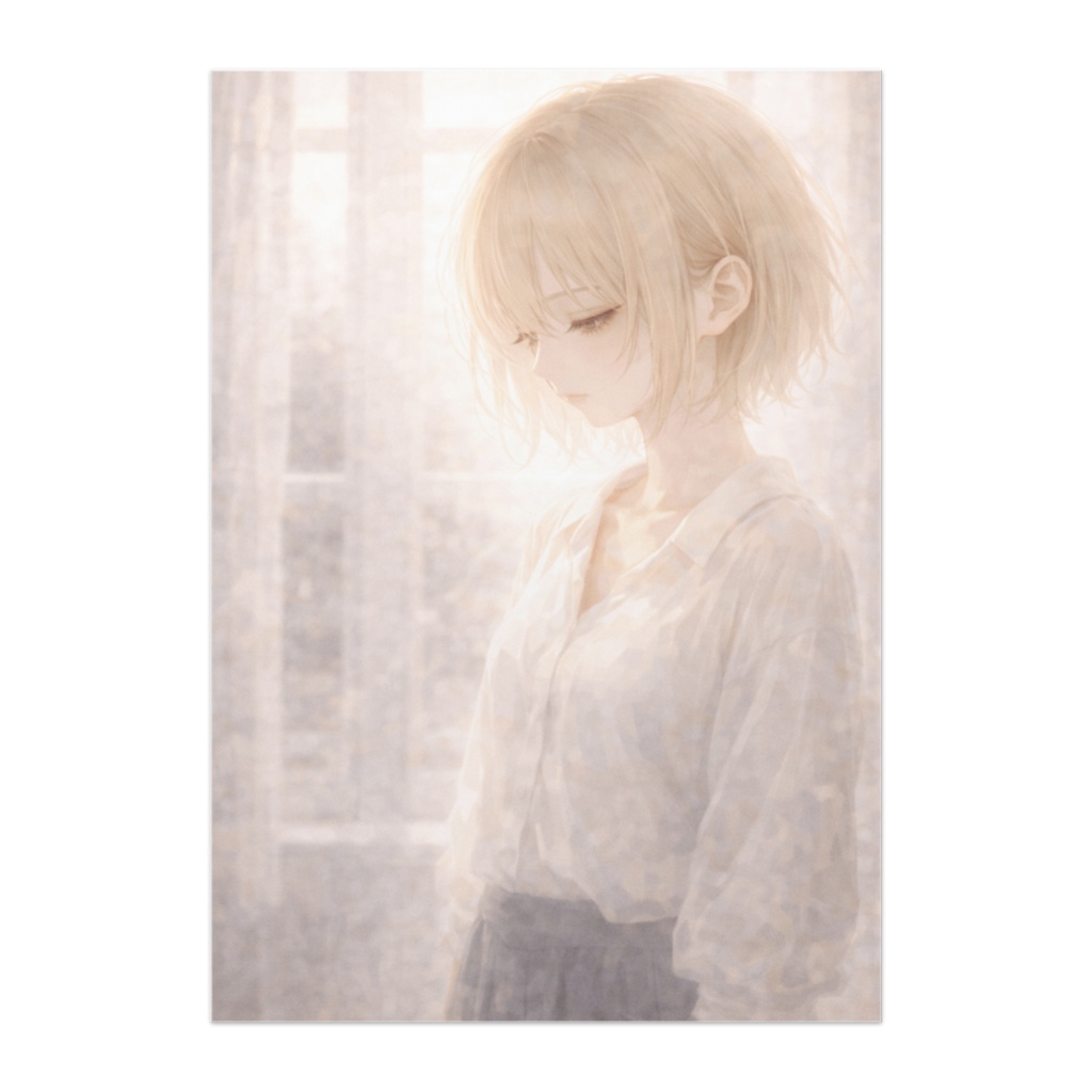 光の中で考える少女