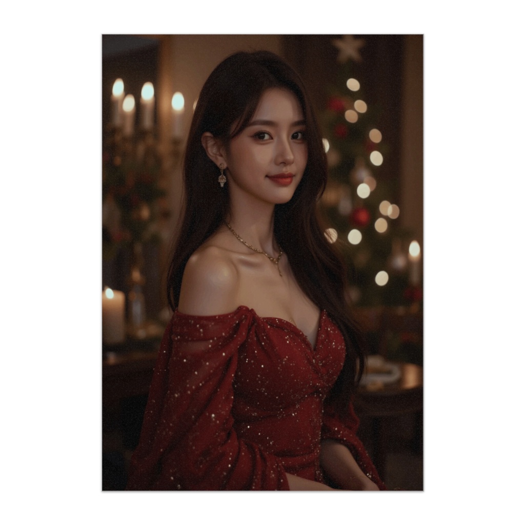 聖夜のキャンドルドレス ― Elegant Christmas Red