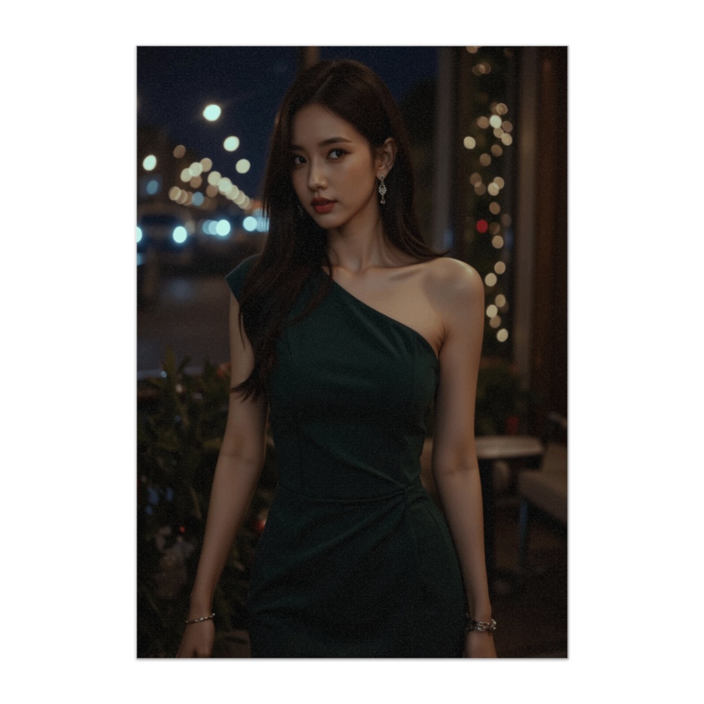 夜景に溶けるグリーンドレス ― Christmas Evening