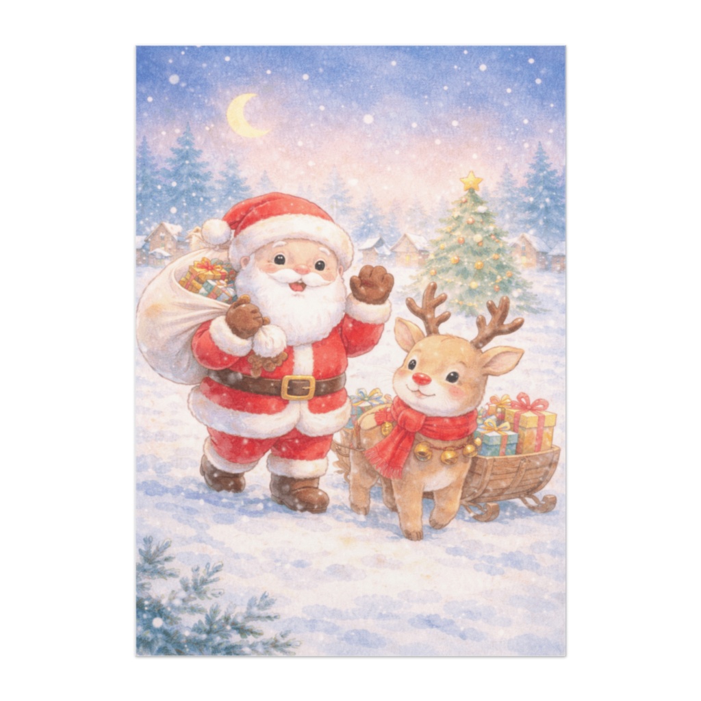 星降る夜のクリスマス散歩 〜サンタとトナカイ〜