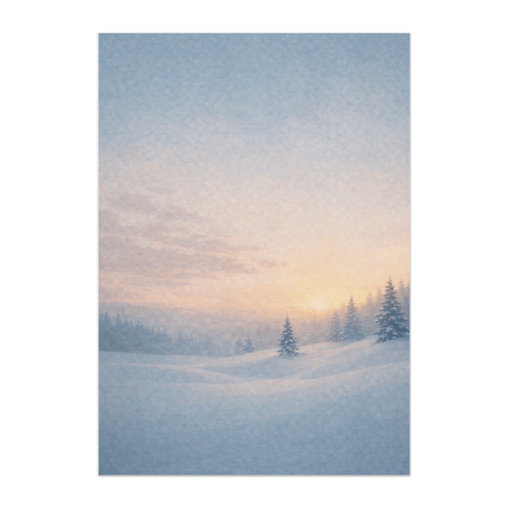 北欧の冬の夜明け ― 淡く染まるクリスマスの朝