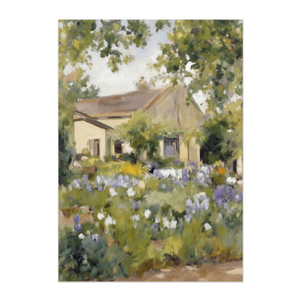 木陰に佇むイングリッシュガーデン ― 花咲く庭の静かな午後