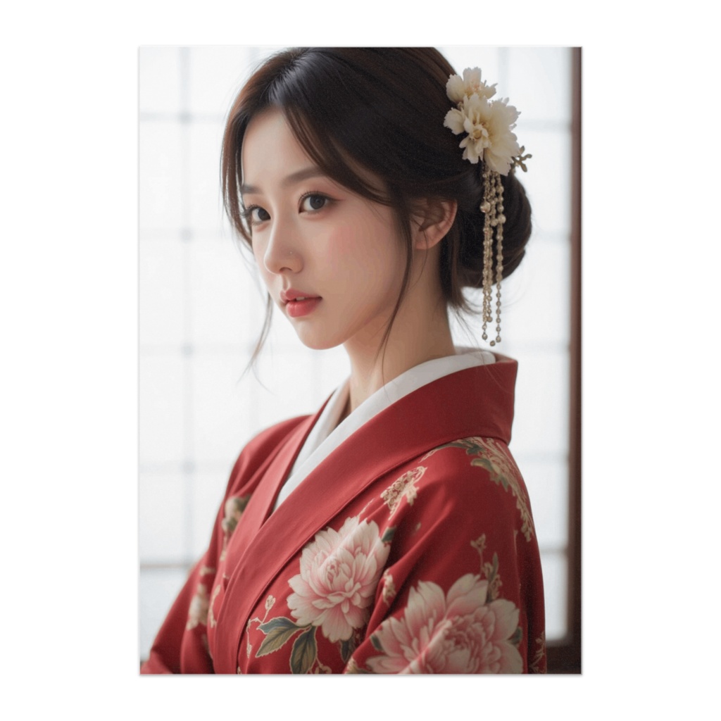 紅花の君 ― 和装ポートレートアート