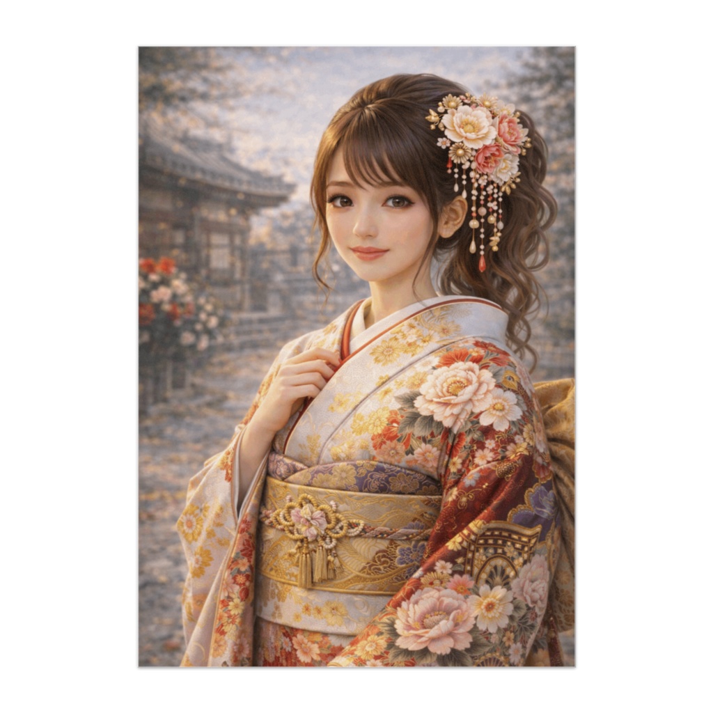 華麗なる晴れの日 ― 金彩振袖のお嬢様ポスター