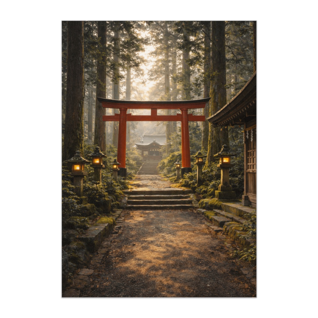 新年の参道 ― 静寂に包まれた神社の朝