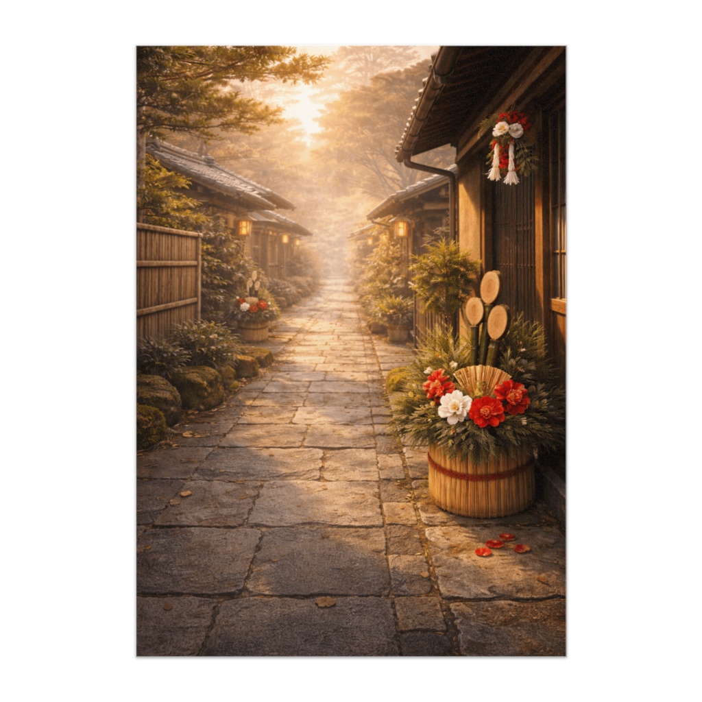 正月の余韻 ― 静かな朝の町並み