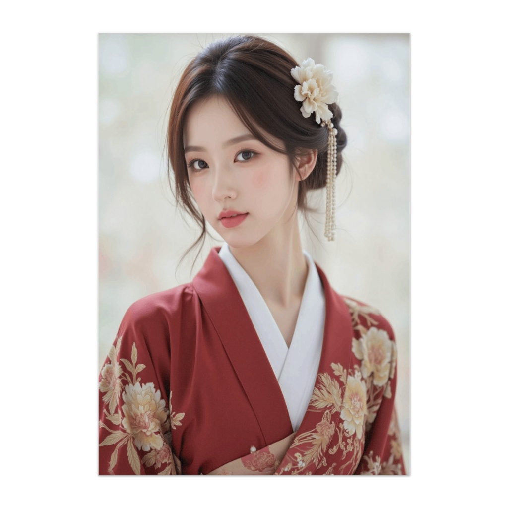 華やぎの紅振袖 ― 静かな気品をまとう清楚美人