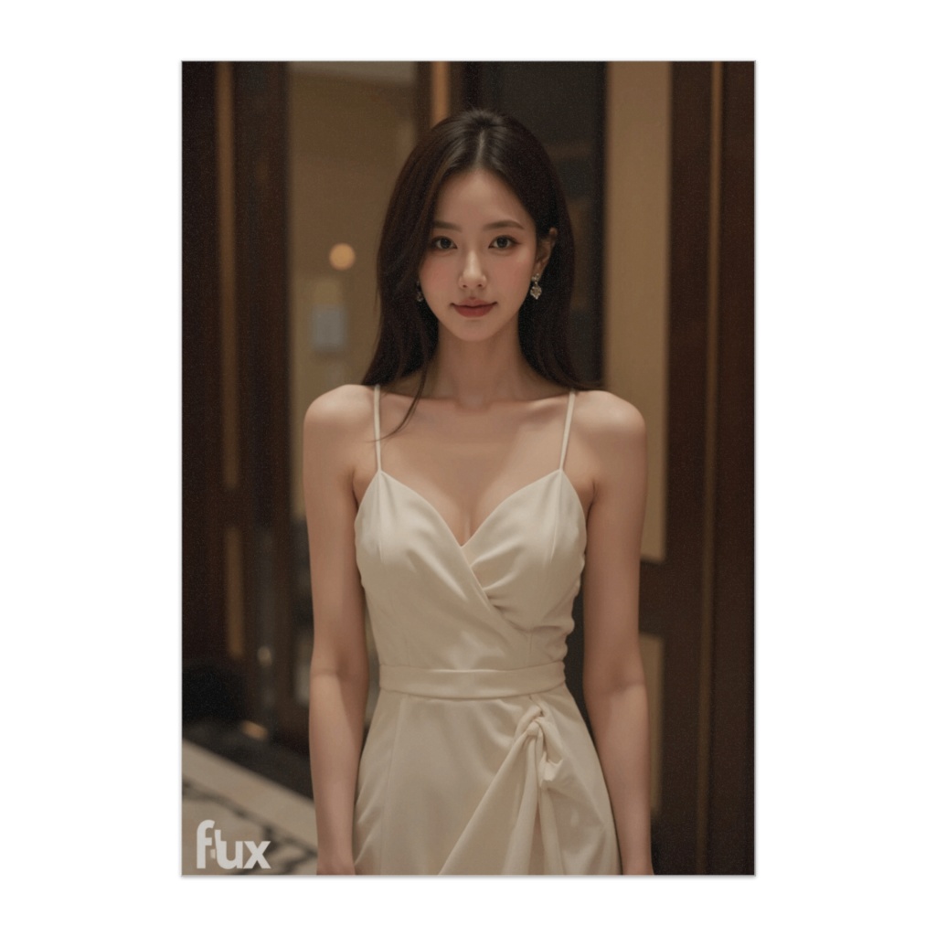 新年のご挨拶 ― 上品な白ドレスの女性ポートレート