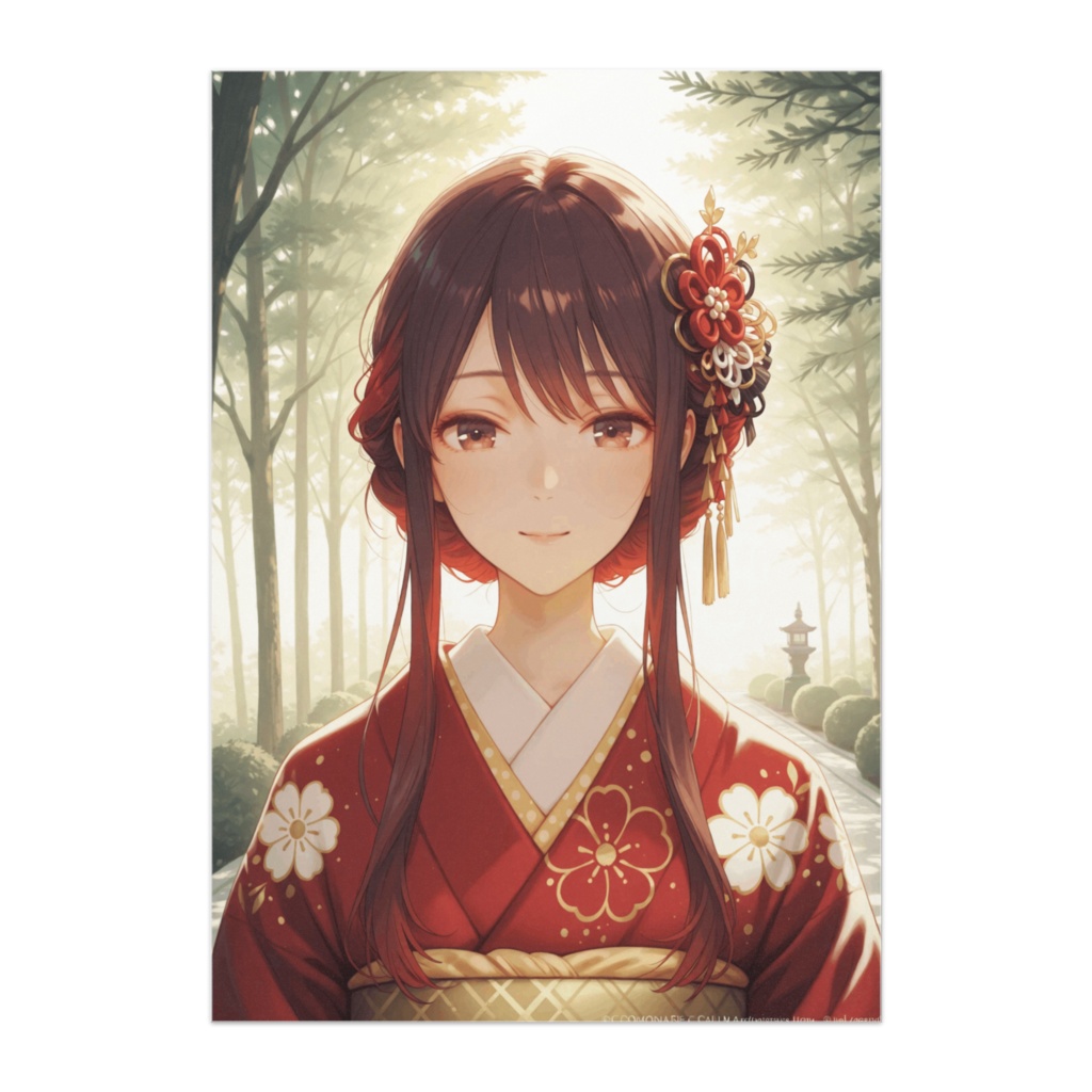 やさしい微笑みの振袖美人 ― 赤