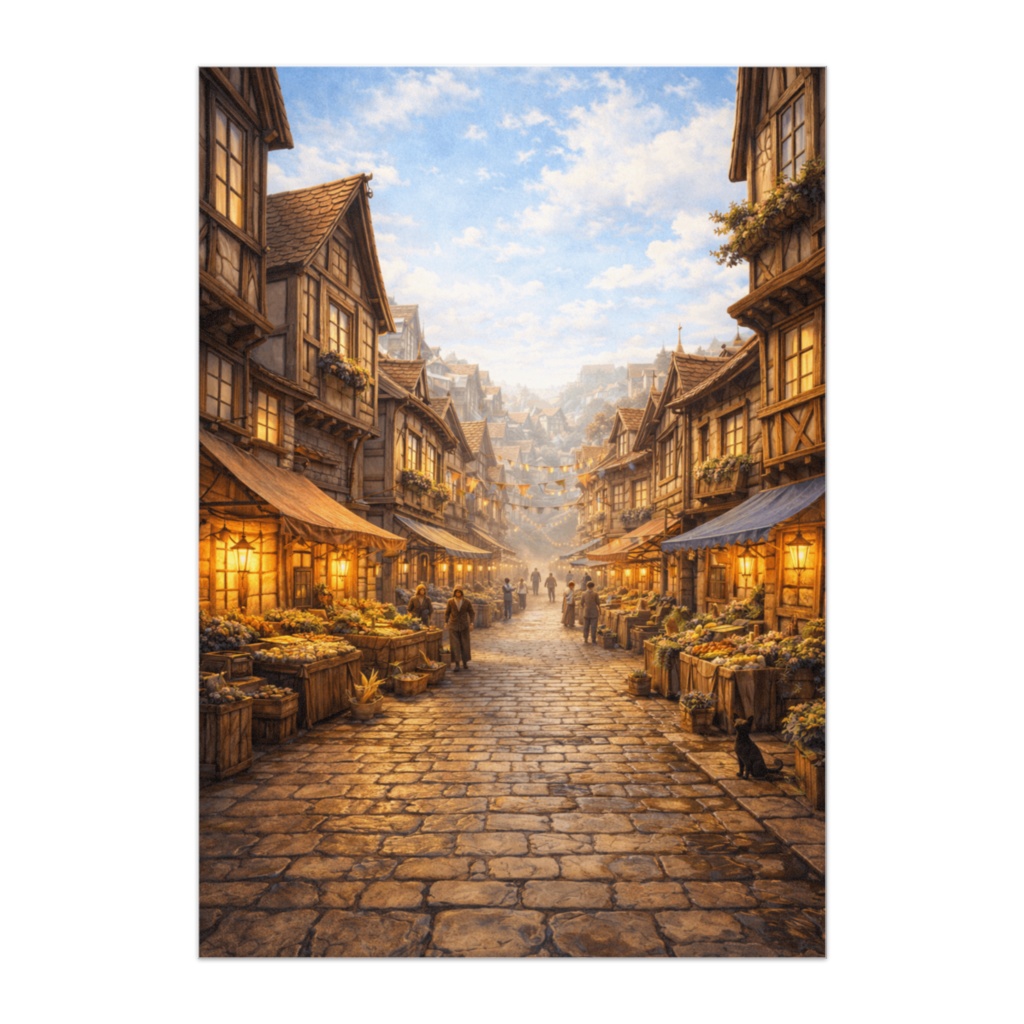 幻想王国の昼下がり ― 市場通りの風景