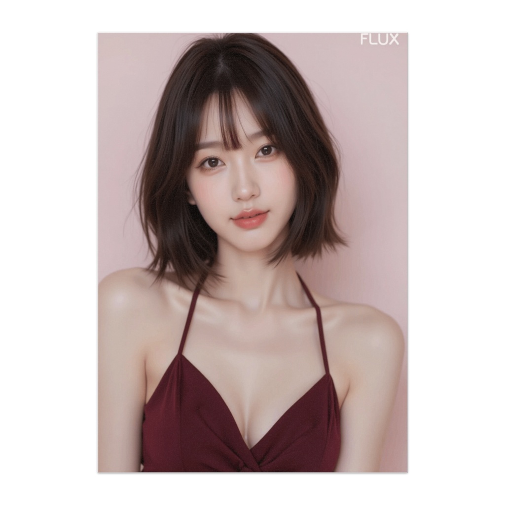 やさしい微笑みのボブヘア美女｜リアルポートレートポスター