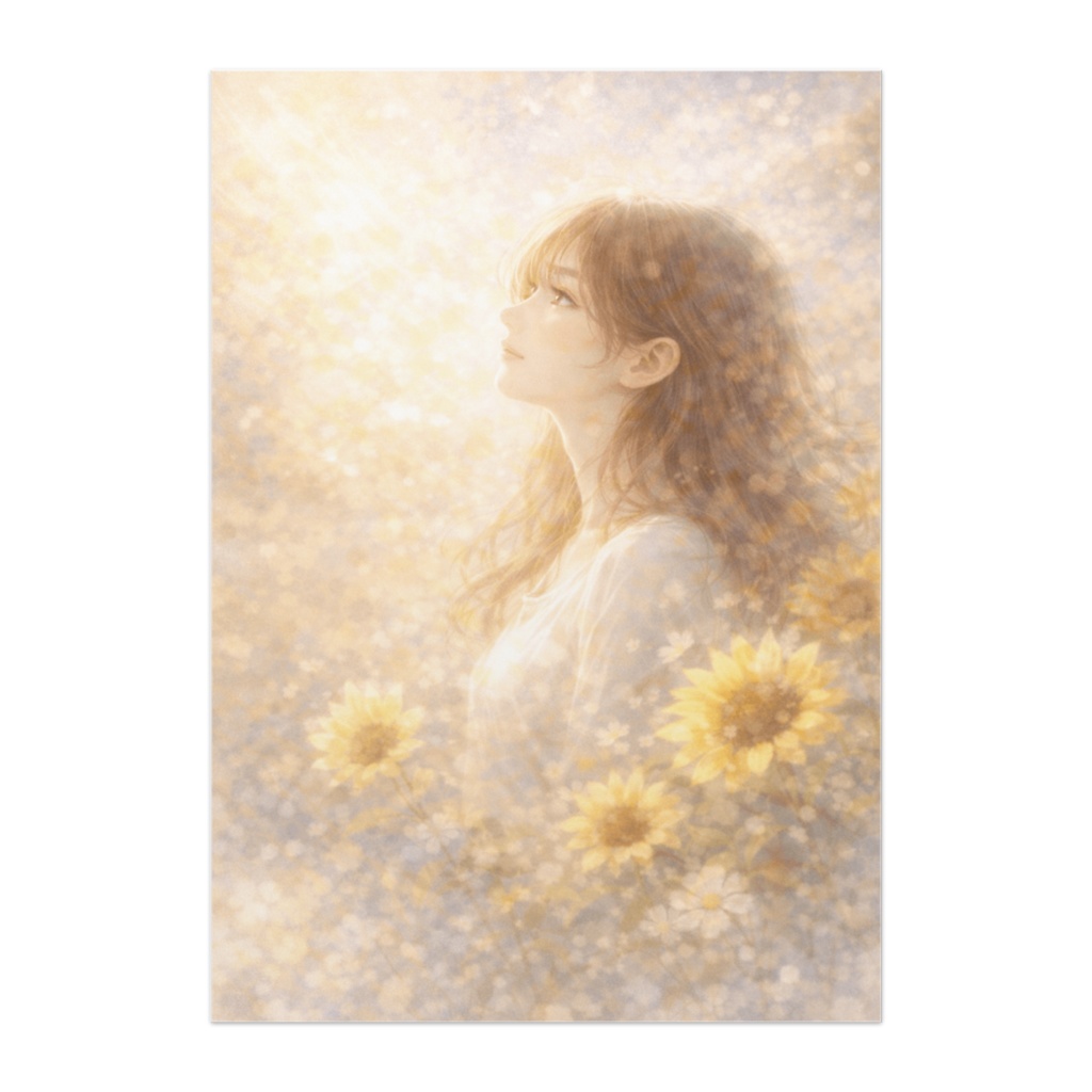 光のほうへ ― ひまわりと前を向く横顔