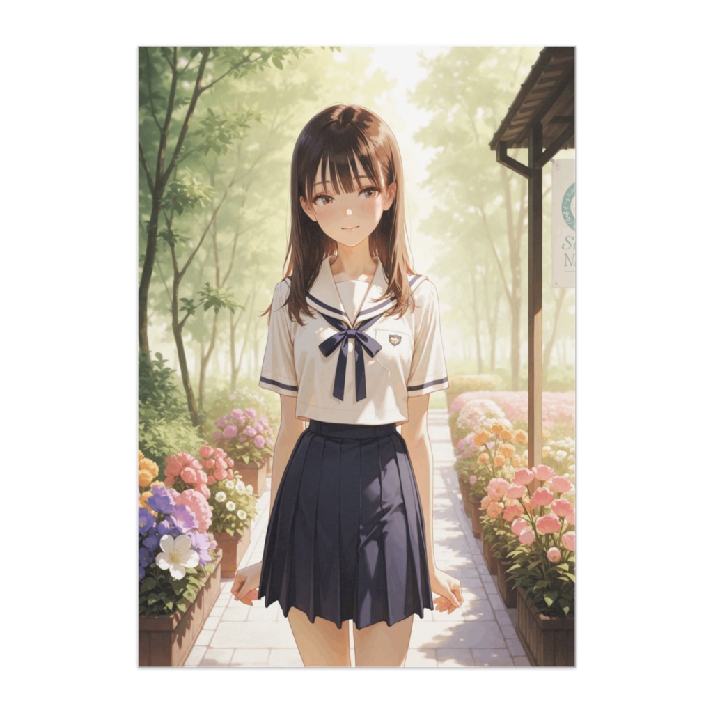 花咲く小径のセーラーガール