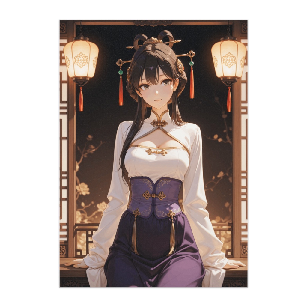 紫霞のチャイナドレス美人（ランタンの夜）