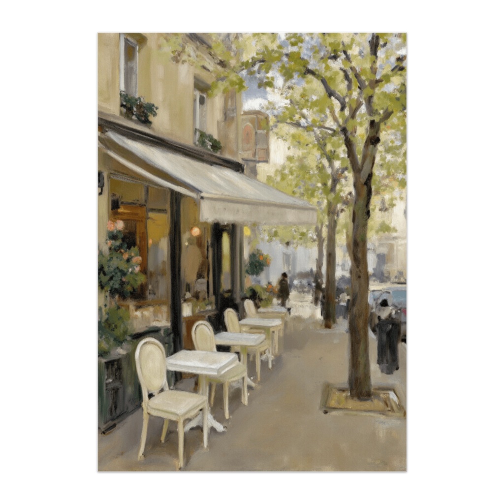 パリの午後のテラス ― フレンチストリート ペインティング風