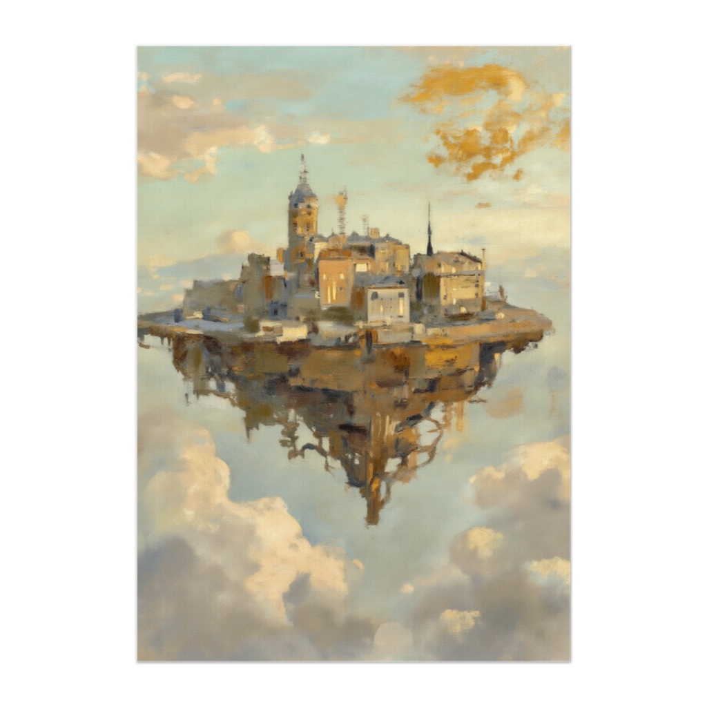 空に浮かぶ街 ― 静かに灯る幻想都市