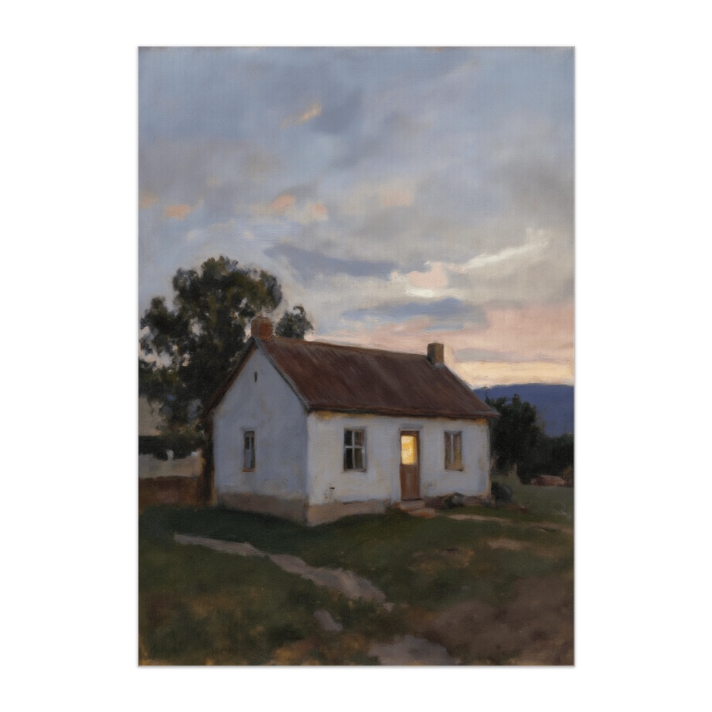 夕暮れに灯る家 ― 一日の終わりの静けさ