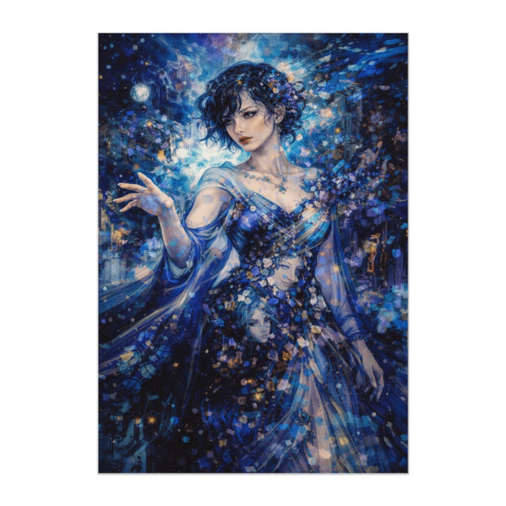 蒼い夜に溶ける幻想の女性