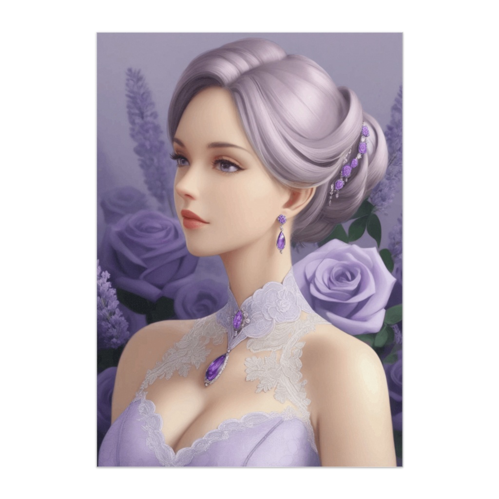 ラベンダーローズに包まれた静謐な肖像