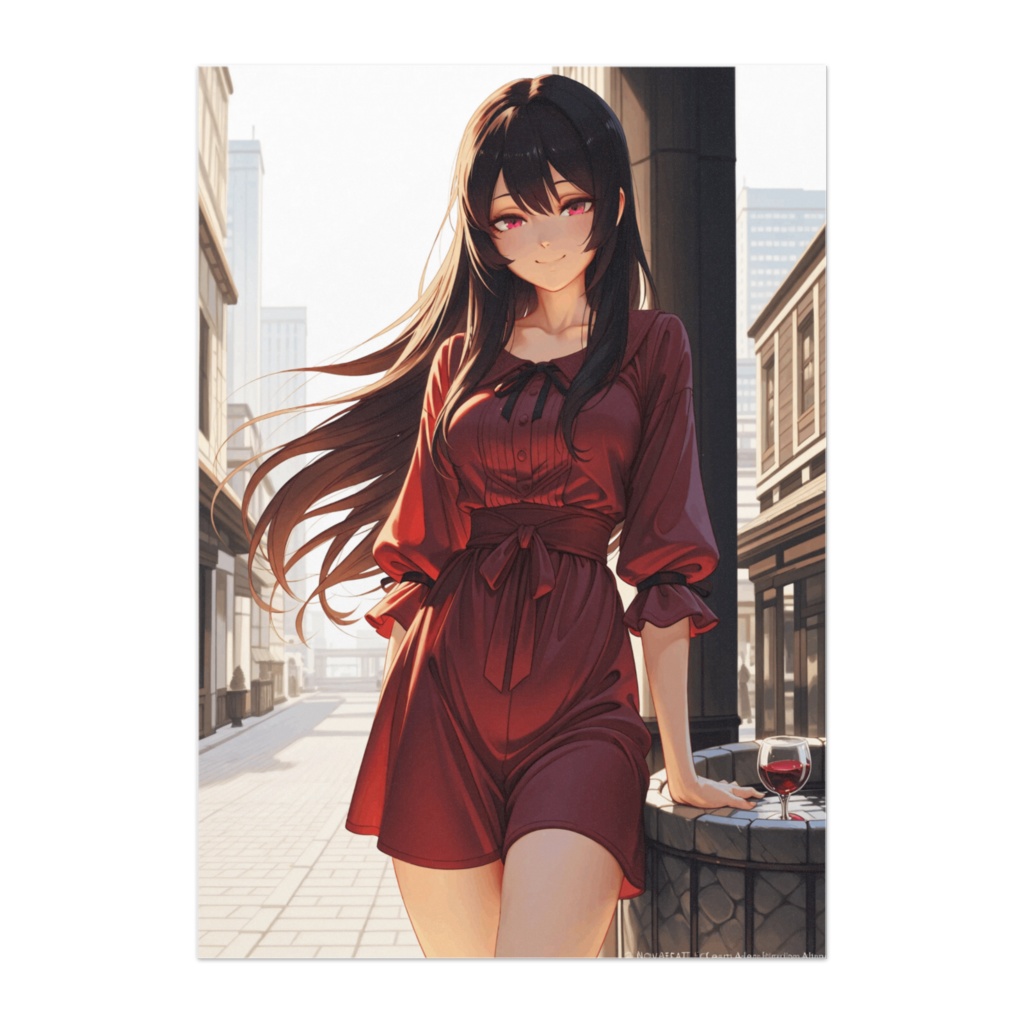 都会の午後に揺れる赤 ― 透明感のあるカジュアルスタイル