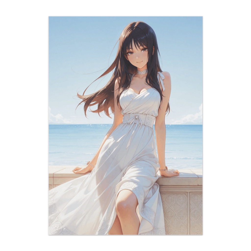 海辺の白いドレス ― 静かな夏のエレガンス
