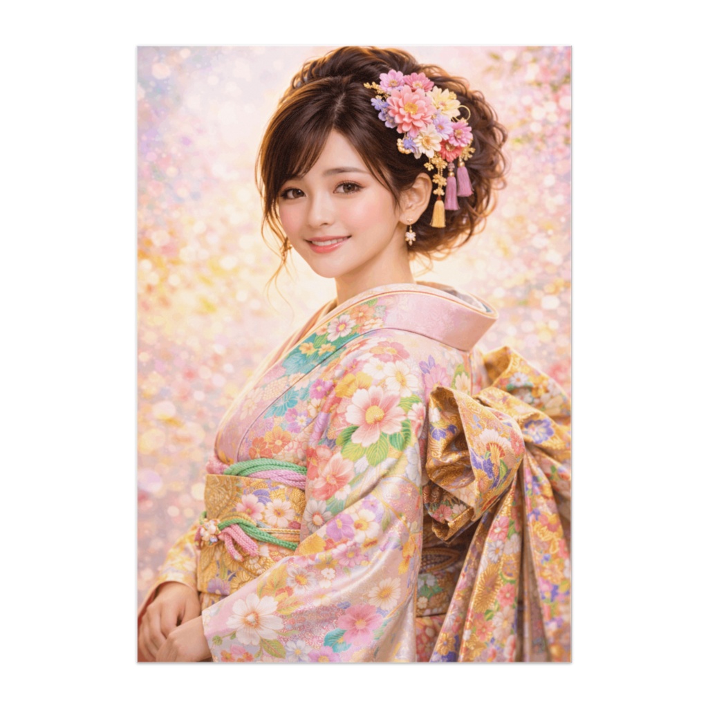 やさしい祝福 ― パステル振袖の華やぎアートポスター