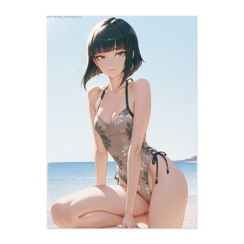 モダンビーチスタイル ― カーキ柄ワンピース水着