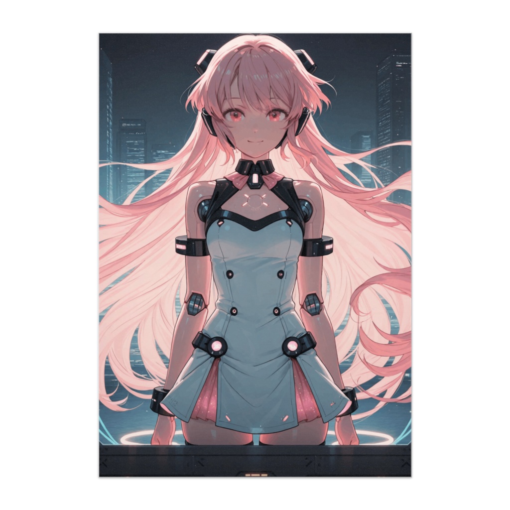 近未来都市に佇むサイボーグの少女