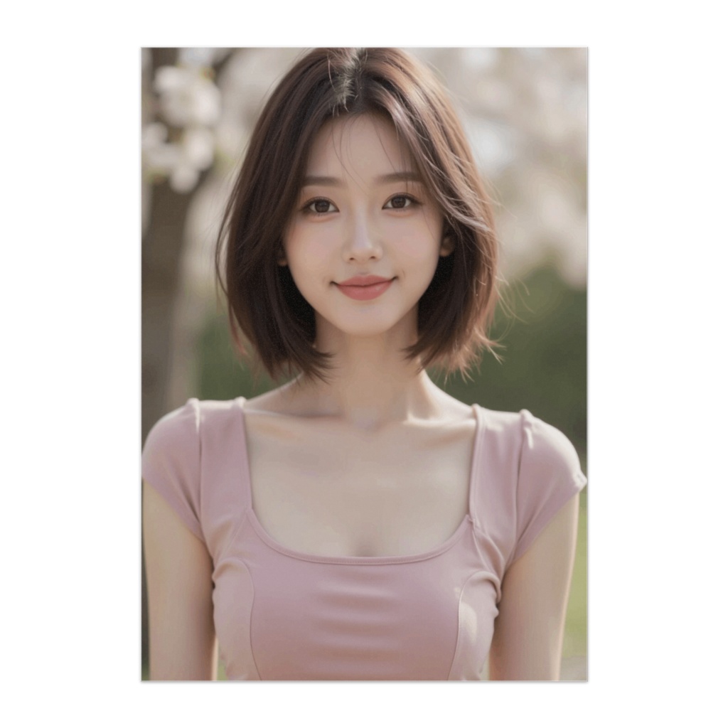 春風に微笑むショートボブの女性