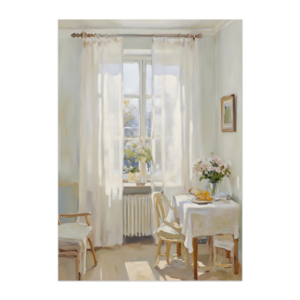 朝の光とテーブル