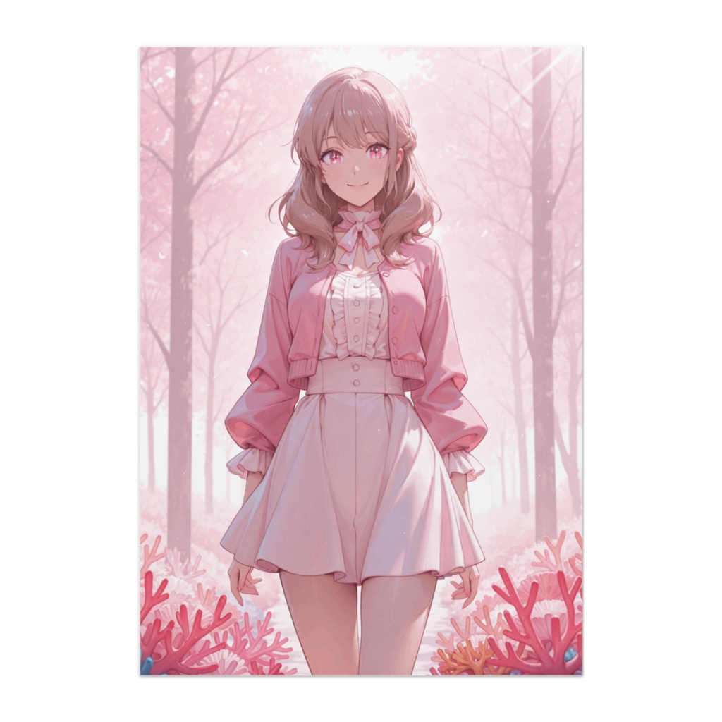 桜色に包まれる森の少女