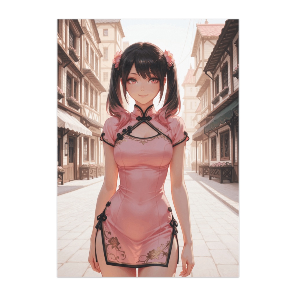 やさしい午後のスモーキーピンク・チャイナドレス