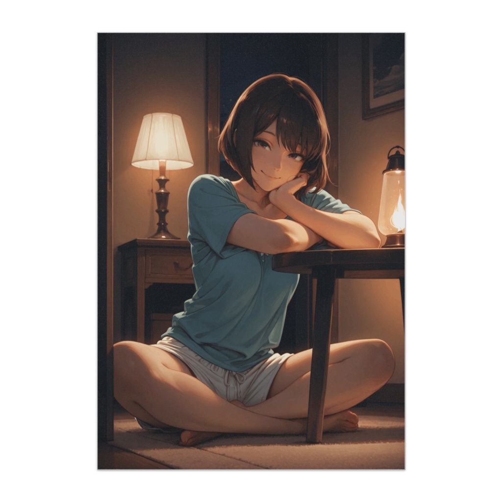 静かな夜に寄り添う笑顔（ショートヘア）