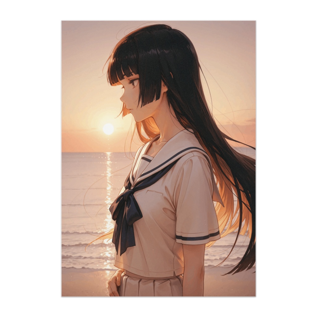 夕日の海辺で ― 風に揺れる想い ―