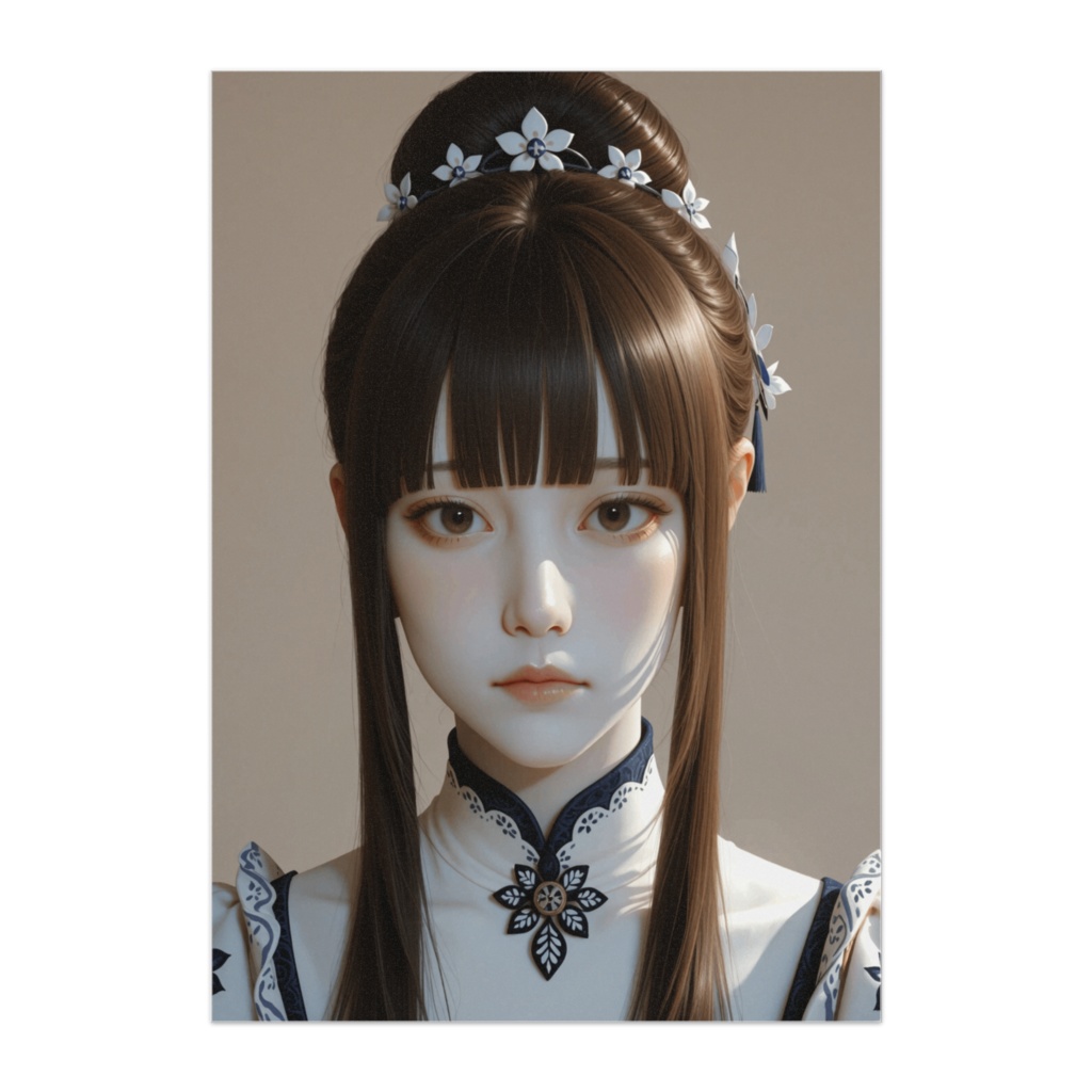 白花の髪飾りと静かな眼差し