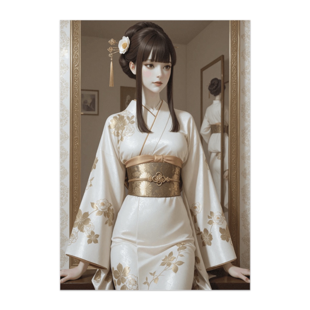 金彩の和装と静謐な佇まい