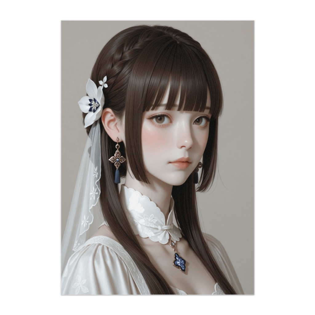 青い装身具と柔らかな横顔