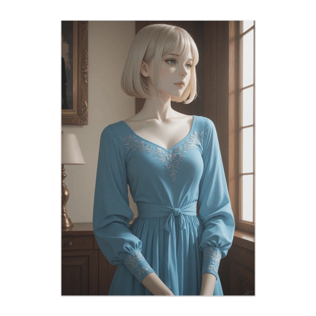 窓辺に佇む青の横顔