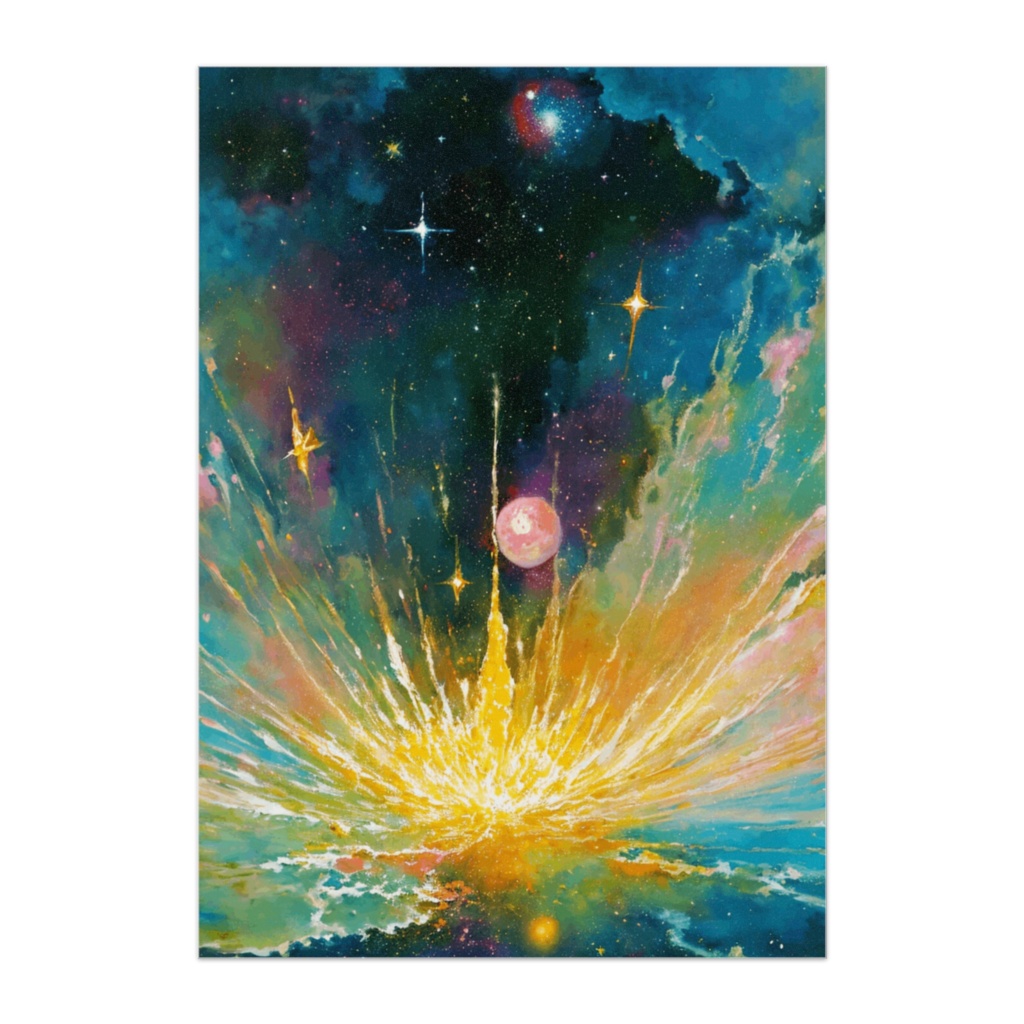 星屑から生まれる光 ― 水彩油彩ミックス風アブストラクト