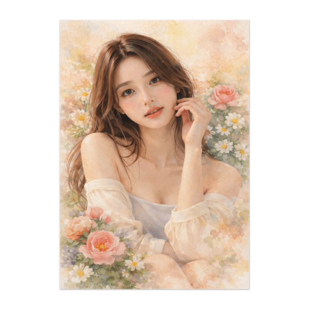 花に包まれて、水彩のまなざし