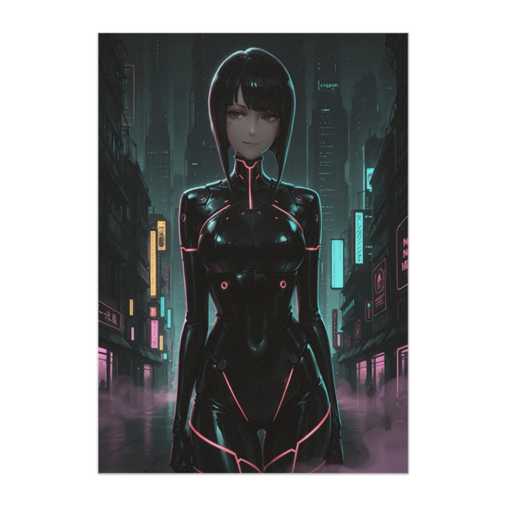 サイバー夜景アニメ美女ポスター風04
